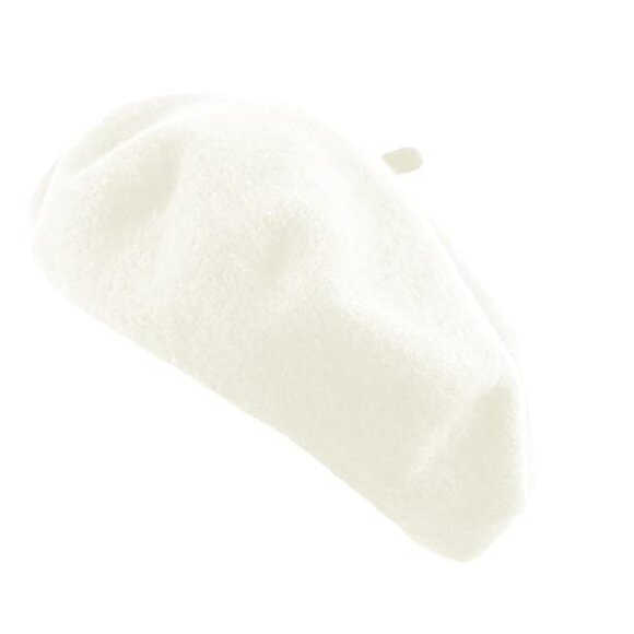 White 100% WOOL BERET